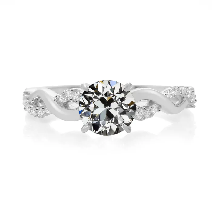 HarryChadEntcom Rings Round Old Cut Natural Earth Mined Diamond Wedding Ring Twisted Shank 350 Carats