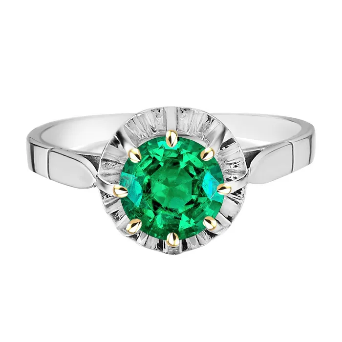 HarryChadEntcom Rings Solitaire Green Emerald Ring Round Diamond Cut Mounting HarryChadEntcom Rings Solitaire Green Emerald Ring Round Diamond Cut Mounting