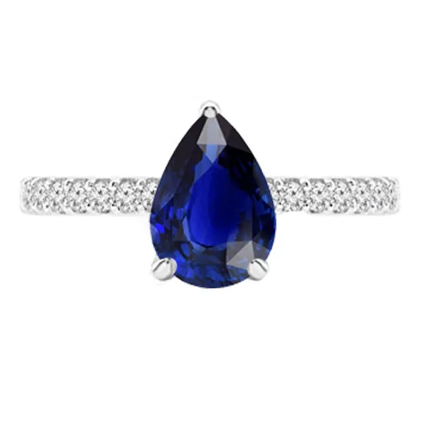 HarryChadEntcom Rings Solitaire Pear Ceylon Sapphire Ring With Natural Earth Mined Diamond Accents 350 Carats HarryChadEntcom Rings Solitaire Pear Ceylon Sapphire Ring With Natural Earth Mined Diamond Accents 350 Carats