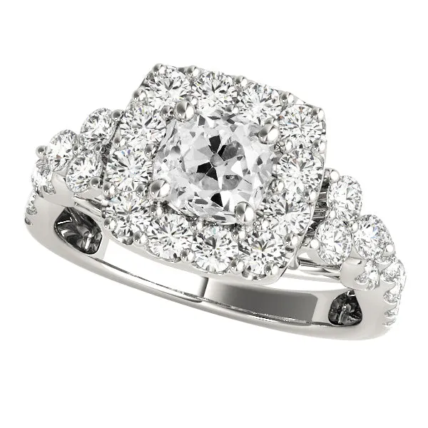 HarryChadEntcom Rings White Gold Halo Cushion Old Mine Cut Natural Earth Mined Diamond Wedding Ring 7 Carats HarryChadEntcom Rings White Gold Halo Cushion Old Mine Cut Natural Earth Mined Diamond Wedding Ring 7 Carats