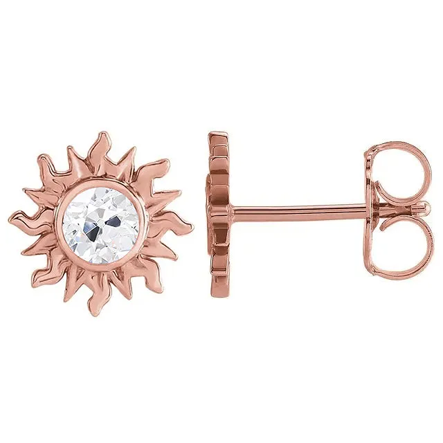 HarryChadEntcom Rose Gold Mined Diamond Stud Sunbursts Earrings Bezel 2 Carats Round Old Cut Earrings HarryChadEntcom Rose Gold Mined Diamond Stud Sunbursts Earrings Bezel 2 Carats Round Old Cut Earrings