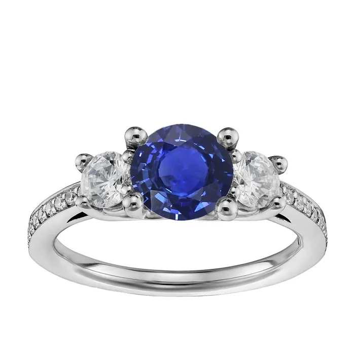 HarryChadEntcom Srilanka Sapphire Natural Earth Mined Diamond Round Cut Ring 350 Carats White Gold 14K Rings