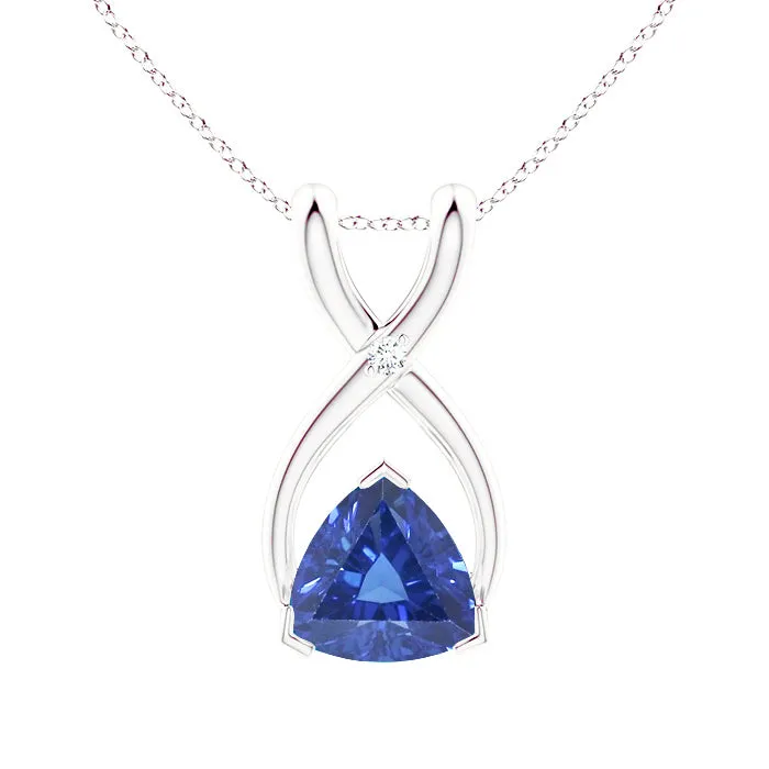HarryChadEntcom Trillion Blue Sapphire Natural Earth Mined Diamond Pendant With Chain V Prong 275 Carats Necklaces HarryChadEntcom Trillion Blue Sapphire Natural Earth Mined Diamond Pendant With Chain V Prong 275 Carats Necklaces