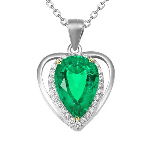 Heart Style Ladies Pendant Green Emerald Diamond Necklace HarryChadEntcom Necklaces Heart Style Ladies Pendant Green Emerald Diamond Necklace HarryChadEntcom Necklaces