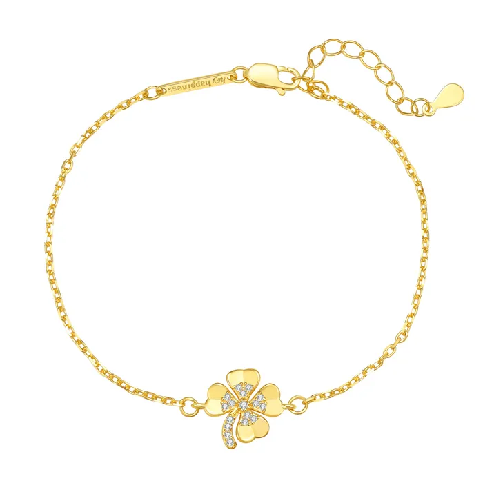 Hey Happiness Bracelets Four Leaf Clover Bracelet Sterling Silver