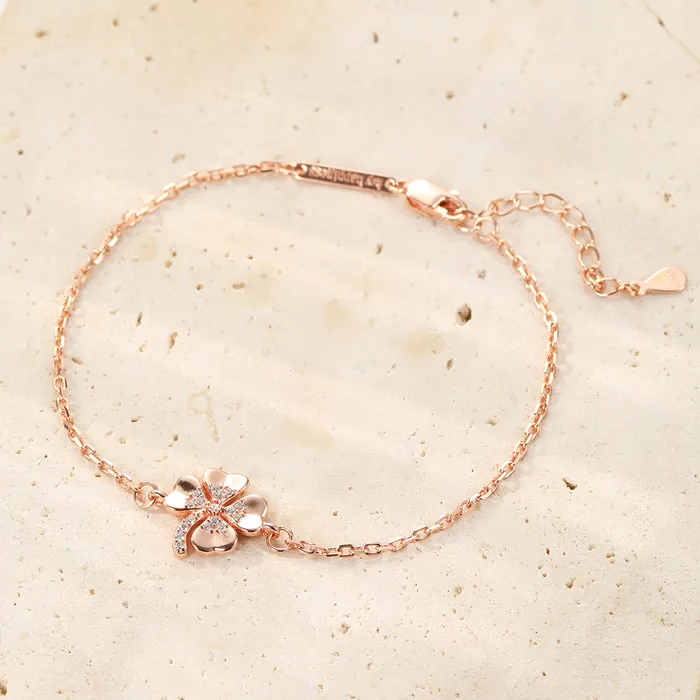 Hey Happiness Bracelets Four Leaf Clover Bracelet Sterling Silver Hey Happiness Bracelets Four Leaf Clover Bracelet Sterling Silver