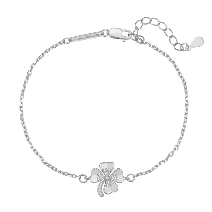 Hey Happiness Bracelets Four Leaf Clover Bracelet Sterling Silver Hey Happiness Bracelets Four Leaf Clover Bracelet Sterling Silver