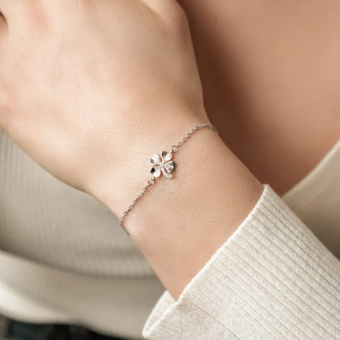 Hey Happiness Bracelets Four Leaf Clover Bracelet Sterling Silver Hey Happiness Bracelets Four Leaf Clover Bracelet Sterling Silver