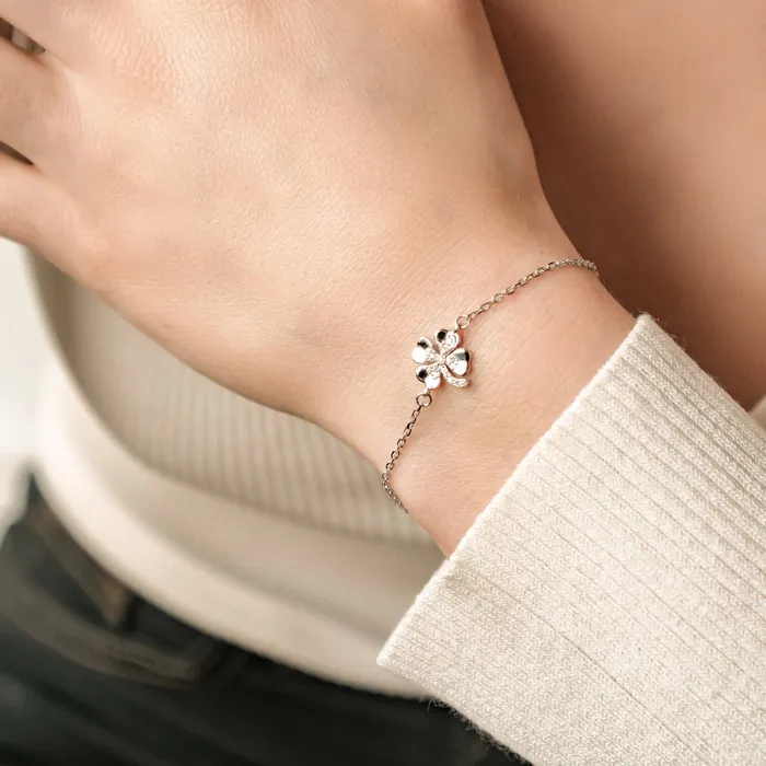 Hey Happiness Bracelets Four Leaf Clover Bracelet Sterling Silver Hey Happiness Bracelets Four Leaf Clover Bracelet Sterling Silver