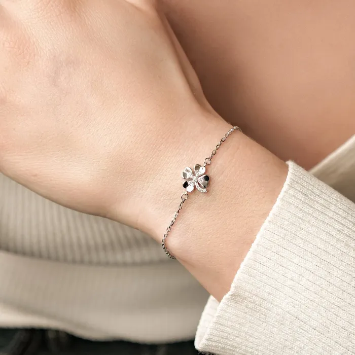 Hey Happiness Bracelets Four Leaf Clover Bracelet Sterling Silver Hey Happiness Bracelets Four Leaf Clover Bracelet Sterling Silver