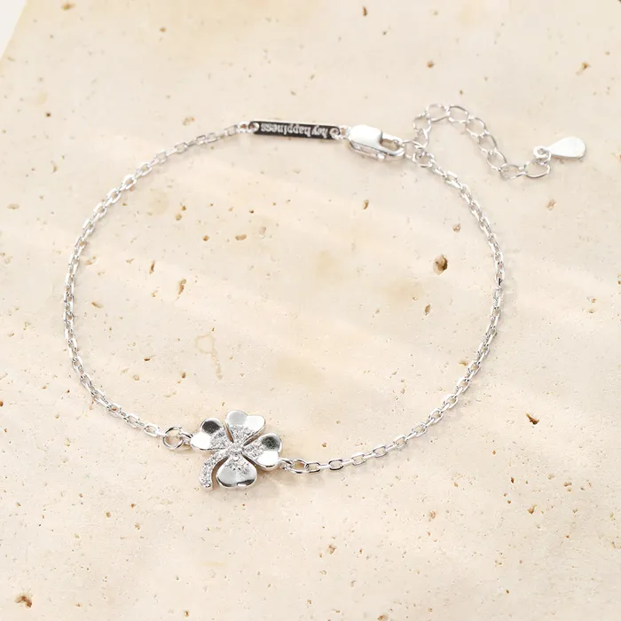 Hey Happiness Bracelets Four Leaf Clover Bracelet Sterling Silver Hey Happiness Bracelets Four Leaf Clover Bracelet Sterling Silver