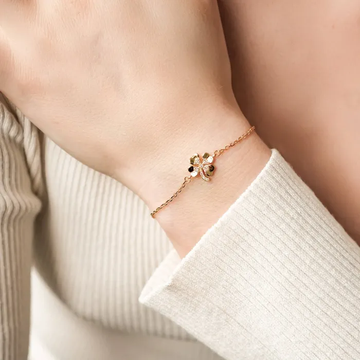 Hey Happiness Bracelets Four Leaf Clover Bracelet Sterling Silver Hey Happiness Bracelets Four Leaf Clover Bracelet Sterling Silver