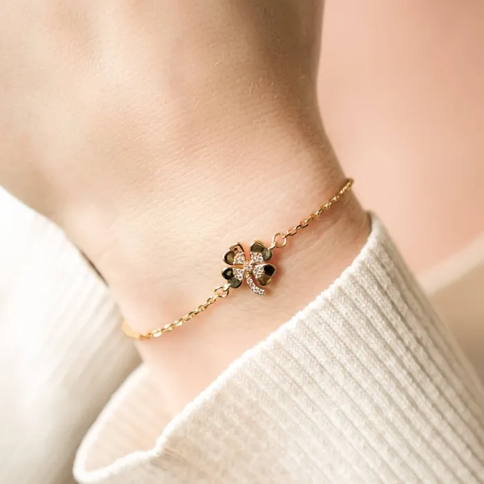 Hey Happiness Bracelets Four Leaf Clover Bracelet Sterling Silver Hey Happiness Bracelets Four Leaf Clover Bracelet Sterling Silver