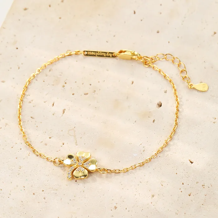 Hey Happiness Bracelets Four Leaf Clover Bracelet Sterling Silver Hey Happiness Bracelets Four Leaf Clover Bracelet Sterling Silver