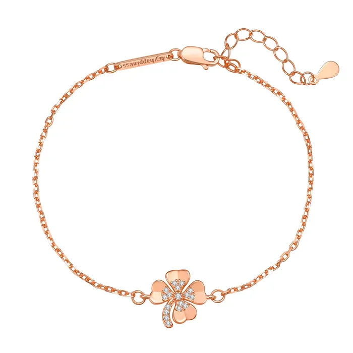 Hey Happiness Bracelets Four Leaf Clover Bracelet Sterling Silver Hey Happiness Bracelets Four Leaf Clover Bracelet Sterling Silver