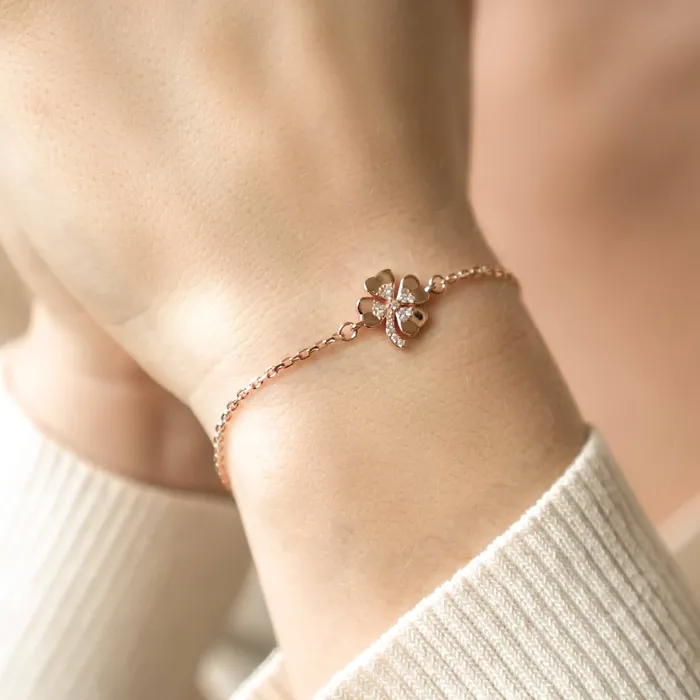 Hey Happiness Bracelets Four Leaf Clover Bracelet Sterling Silver Hey Happiness Bracelets Four Leaf Clover Bracelet Sterling Silver