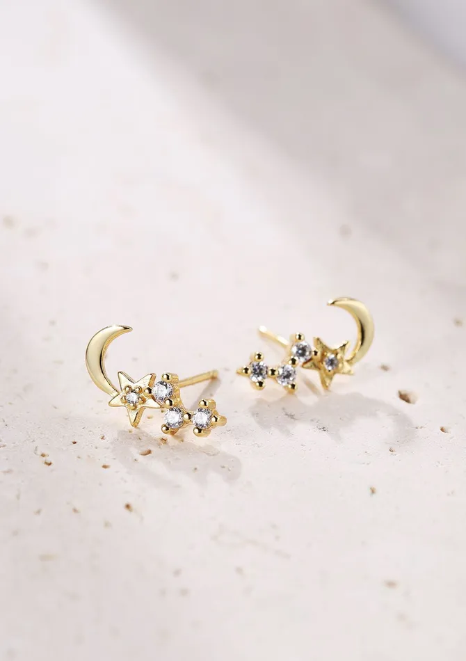 Hey Happiness Earrings Night Sky Stud Earrings Sterling Silver Gold Hey Happiness Earrings Night Sky Stud Earrings Sterling Silver Gold