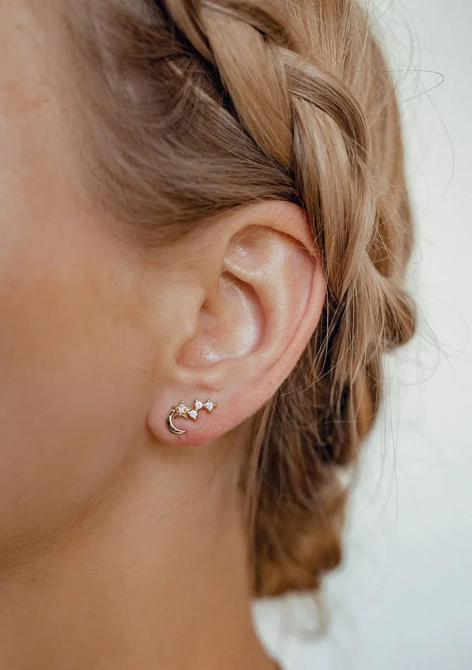 Hey Happiness Earrings Night Sky Stud Earrings Sterling Silver Gold Hey Happiness Earrings Night Sky Stud Earrings Sterling Silver Gold