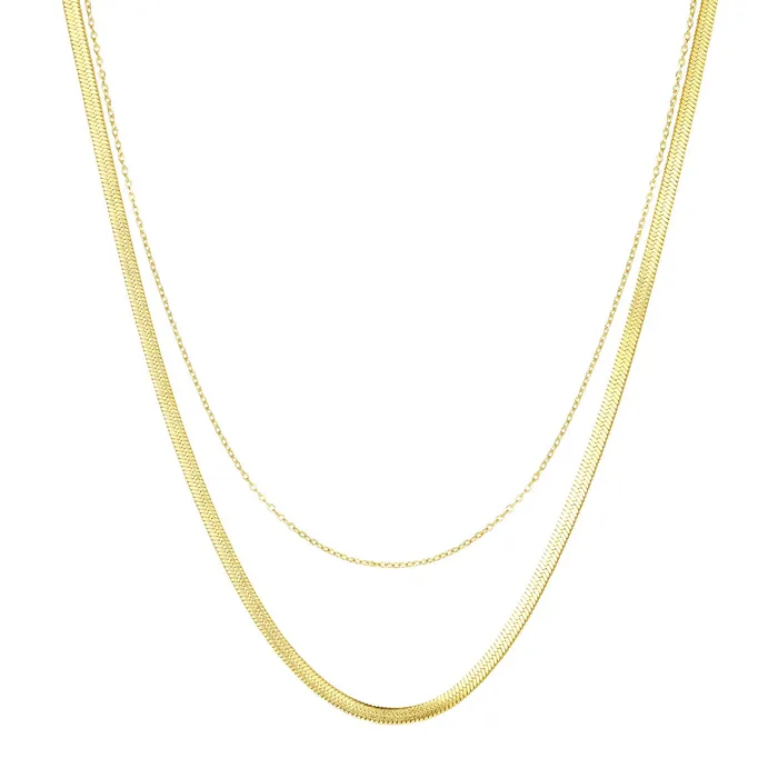 Hey Happiness Necklaces Mixed Snake and Cable Chain Necklace Gold