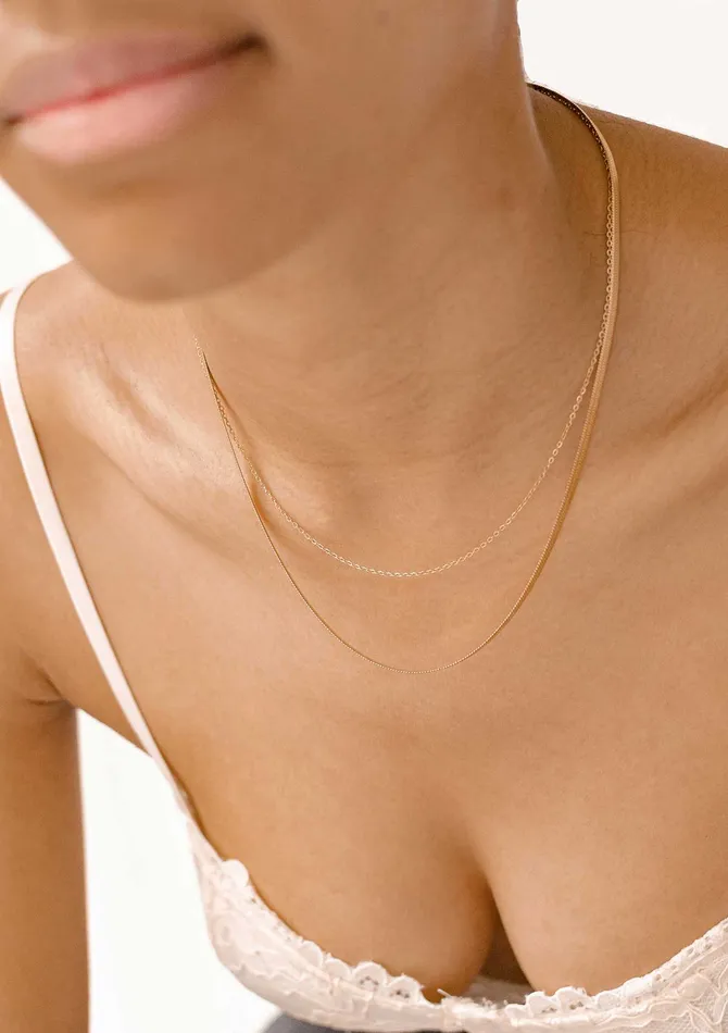 Hey Happiness Necklaces Mixed Snake and Cable Chain Necklace Gold Hey Happiness Necklaces Mixed Snake and Cable Chain Necklace Gold