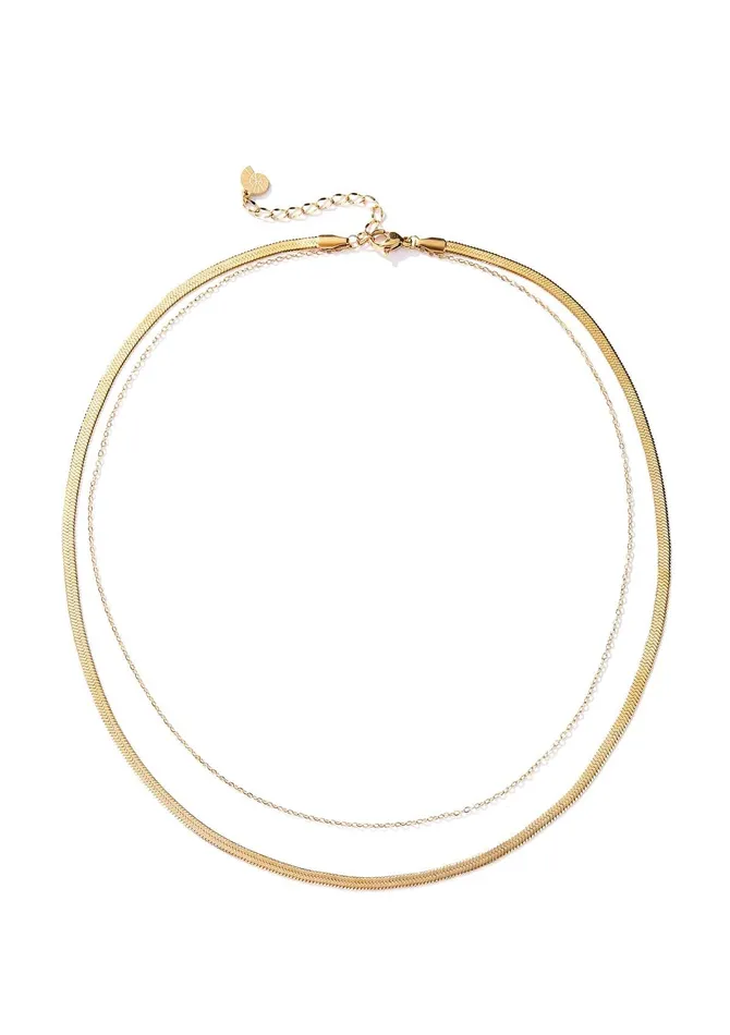 Hey Happiness Necklaces Mixed Snake and Cable Chain Necklace Gold Hey Happiness Necklaces Mixed Snake and Cable Chain Necklace Gold