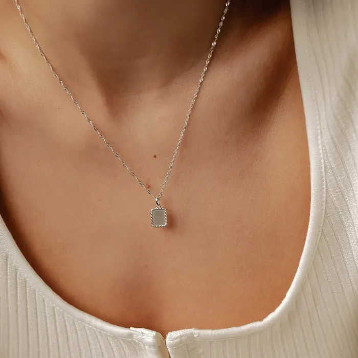 Hey Happiness Necklaces Square Rope Pendant Necklace Sterling Silver Hey Happiness Necklaces Square Rope Pendant Necklace Sterling Silver