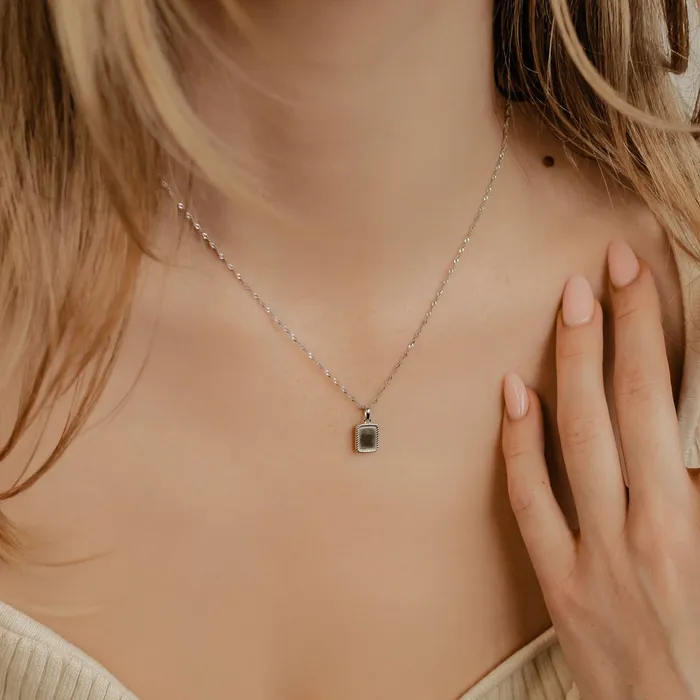Hey Happiness Necklaces Square Rope Pendant Necklace Sterling Silver Hey Happiness Necklaces Square Rope Pendant Necklace Sterling Silver