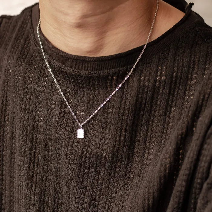 Hey Happiness Necklaces Square Rope Pendant Necklace Sterling Silver Hey Happiness Necklaces Square Rope Pendant Necklace Sterling Silver
