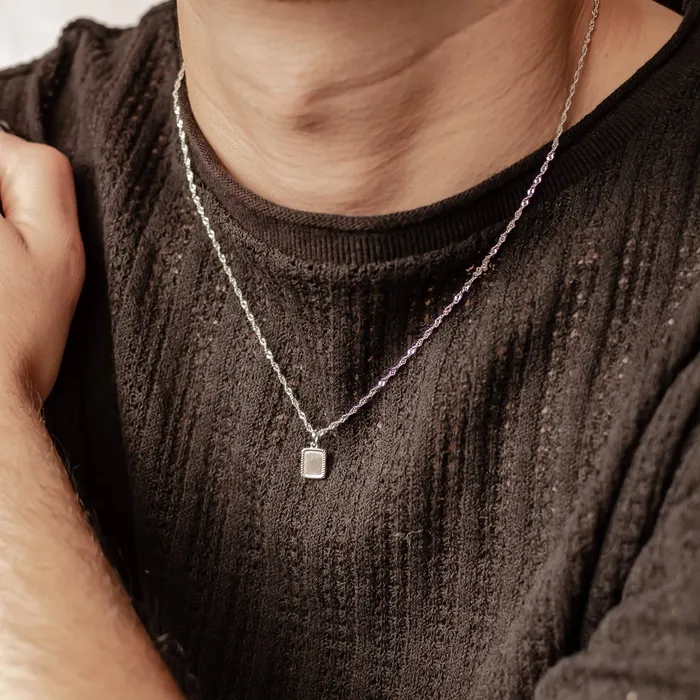 Hey Happiness Necklaces Square Rope Pendant Necklace Sterling Silver Hey Happiness Necklaces Square Rope Pendant Necklace Sterling Silver