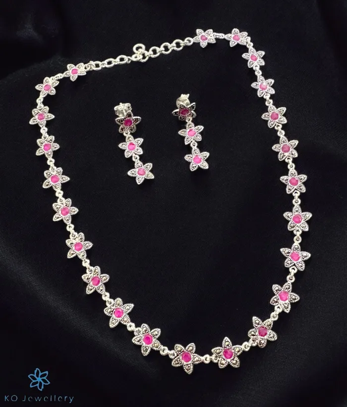 Karwar Earrings The Vedant Silver Marcasite Necklace Earrings Set