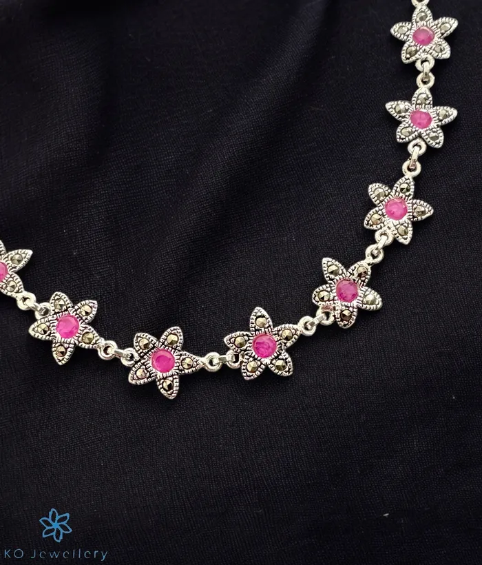 Karwar Earrings The Vedant Silver Marcasite Necklace Earrings Set