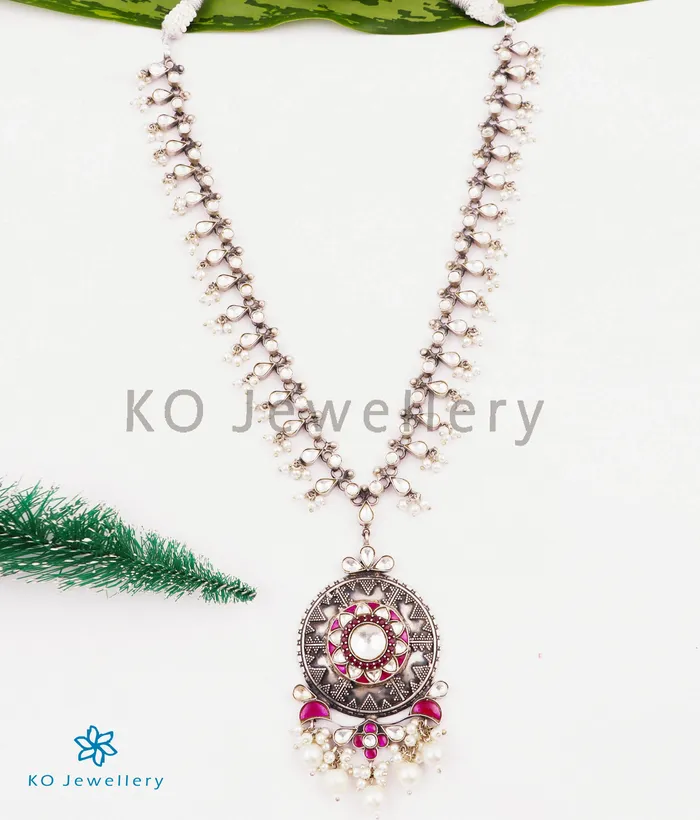 kundan The Taus Silver Pearl and polki Necklace Necklaces