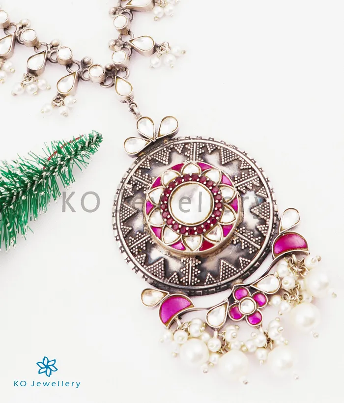 kundan The Taus Silver Pearl and polki Necklace Necklaces