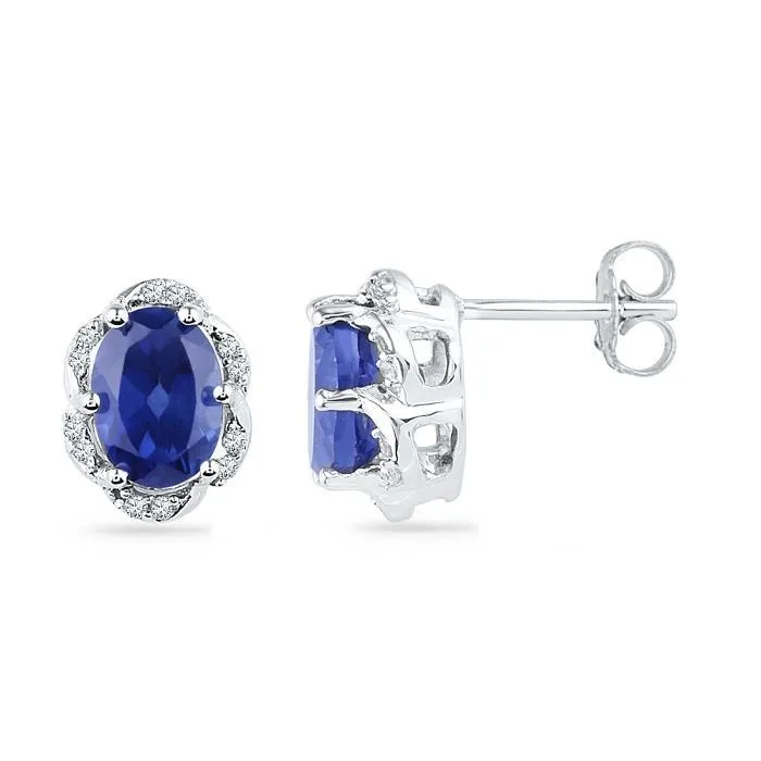 Ladies Stud Earrings Halo 450 Carats Sapphire Natural Earth Mined Diamonds GB Earrings Ladies Stud Earrings Halo 450 Carats Sapphire Natural Earth Mined Diamonds GB Earrings