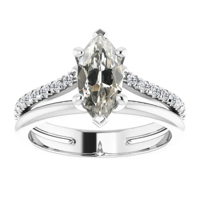 Marquise Genuine Diamond Old Mine Split Shank White Gold Ring 2 Carats HarryChadEntcom Rings Marquise Genuine Diamond Old Mine Split Shank White Gold Ring 2 Carats HarryChadEntcom Rings