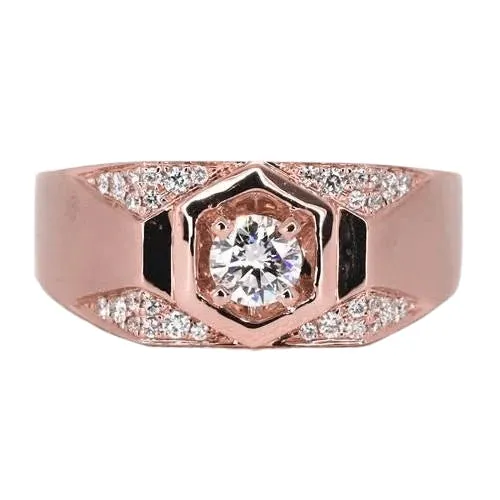 Mens Custom Jewelry Rose Gold 14K Round Natural Earth Mined Diamond Band GB Rings Mens Custom Jewelry Rose Gold 14K Round Natural Earth Mined Diamond Band GB Rings
