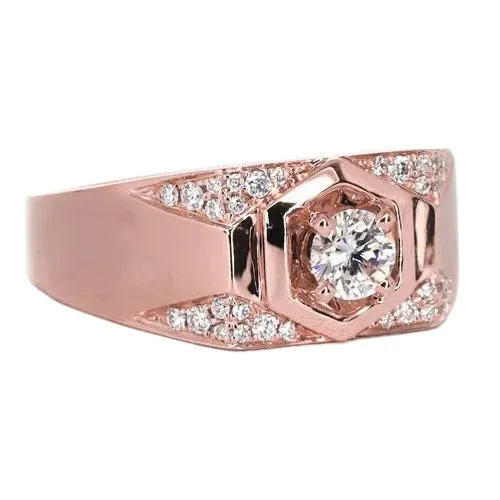 Mens Custom Jewelry Rose Gold 14K Round Natural Earth Mined Diamond Band GB Rings Mens Custom Jewelry Rose Gold 14K Round Natural Earth Mined Diamond Band GB Rings