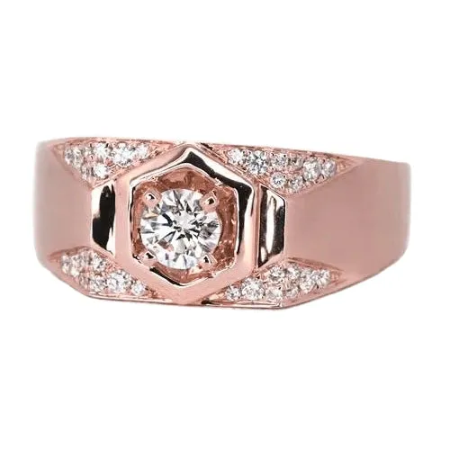 Mens Custom Jewelry Rose Gold 14K Round Natural Earth Mined Diamond Band GB Rings Mens Custom Jewelry Rose Gold 14K Round Natural Earth Mined Diamond Band GB Rings