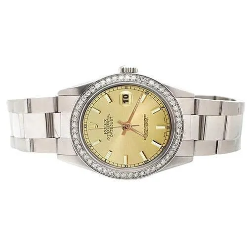 Midsize Rolex Stick Dial Ss Oyster Bracelet Diamond Bezel Watch GB Bracelets Midsize Rolex Stick Dial Ss Oyster Bracelet Diamond Bezel Watch GB Bracelets