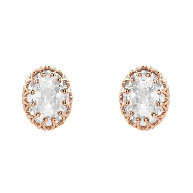 Mined Diamond Studs 550 Ct Earrings Oval Old Cut Rose Gold HarryChadEntcom Earrings