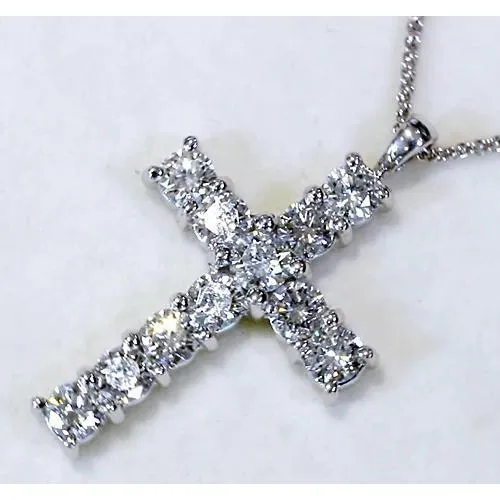 Natural Earth Mined Diamond Cross Pendant 3 Carats GB Necklaces