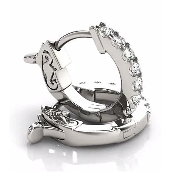 Natural Earth Mined Diamond Hoop Earrings 2 Carats F Vs1 White Gold 14K GB Earrings