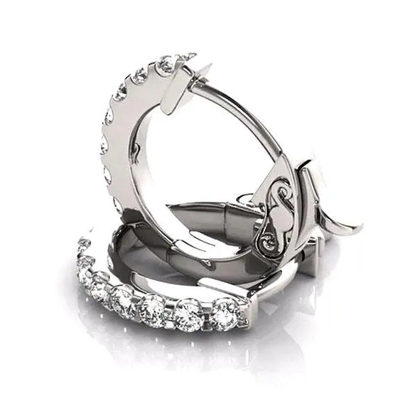 Natural Earth Mined Diamond Hoop Earrings 2 Carats F Vs1 White Gold 14K GB Earrings Natural Earth Mined Diamond Hoop Earrings 2 Carats F Vs1 White Gold 14K GB Earrings