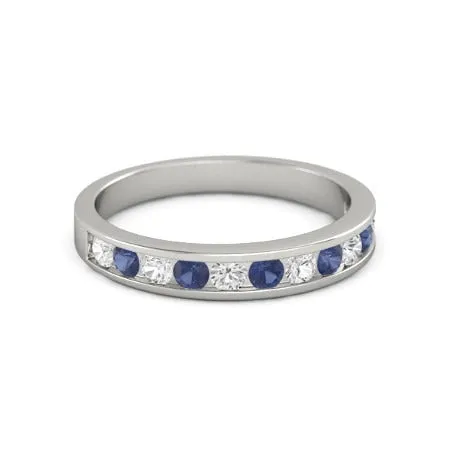 Natural Earth Mined Diamond Round Blue Sapphire Band 250 Carats White Gold 14K Jewelry GB Rings Natural Earth Mined Diamond Round Blue Sapphire Band 250 Carats White Gold 14K Jewelry GB Rings