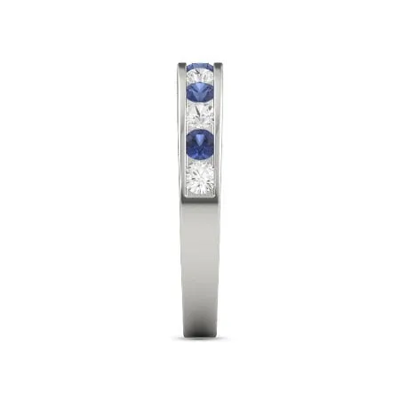 Natural Earth Mined Diamond Round Blue Sapphire Band 250 Carats White Gold 14K Jewelry GB Rings Natural Earth Mined Diamond Round Blue Sapphire Band 250 Carats White Gold 14K Jewelry GB Rings