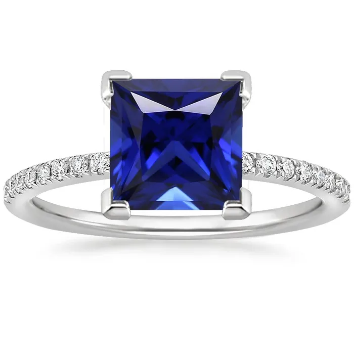 Natural Earth Mined Diamond Solitaire Ring Princess Blue Sapphire With Accents 550 Carats HarryChadEntcom Rings Natural Earth Mined Diamond Solitaire Ring Princess Blue Sapphire With Accents 550 Carats HarryChadEntcom Rings