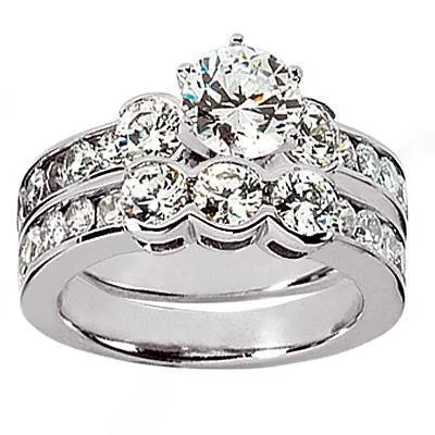 Natural Earth Mined Diamond Three Stone Engagement Ring Set 310 Carats White Gold GB Rings Natural Earth Mined Diamond Three Stone Engagement Ring Set 310 Carats White Gold GB Rings