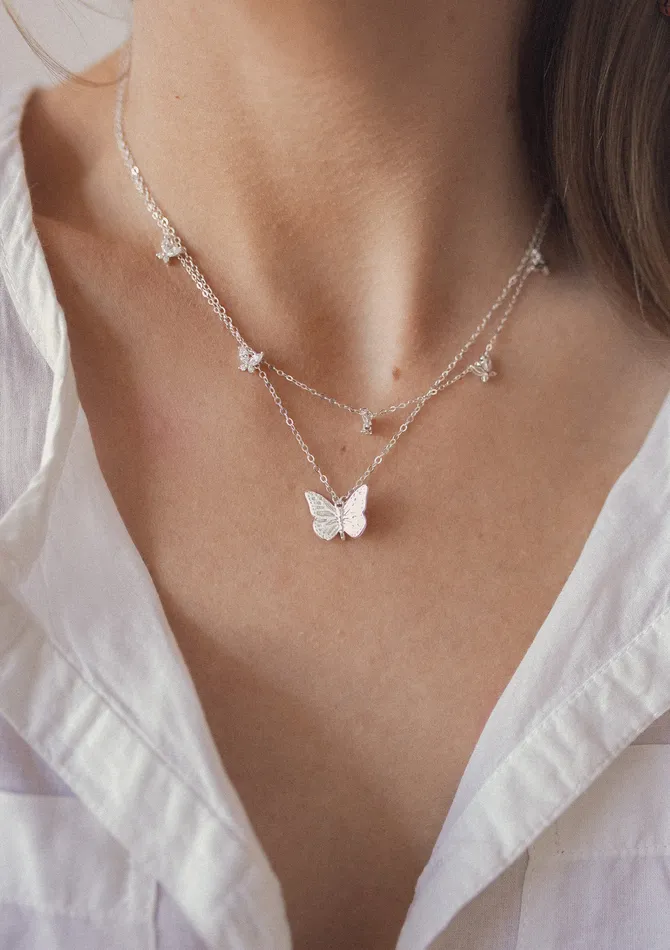 Necklaces Butterfly Pendant Necklace Sterling Silver Hey Happiness Necklaces Butterfly Pendant Necklace Sterling Silver Hey Happiness