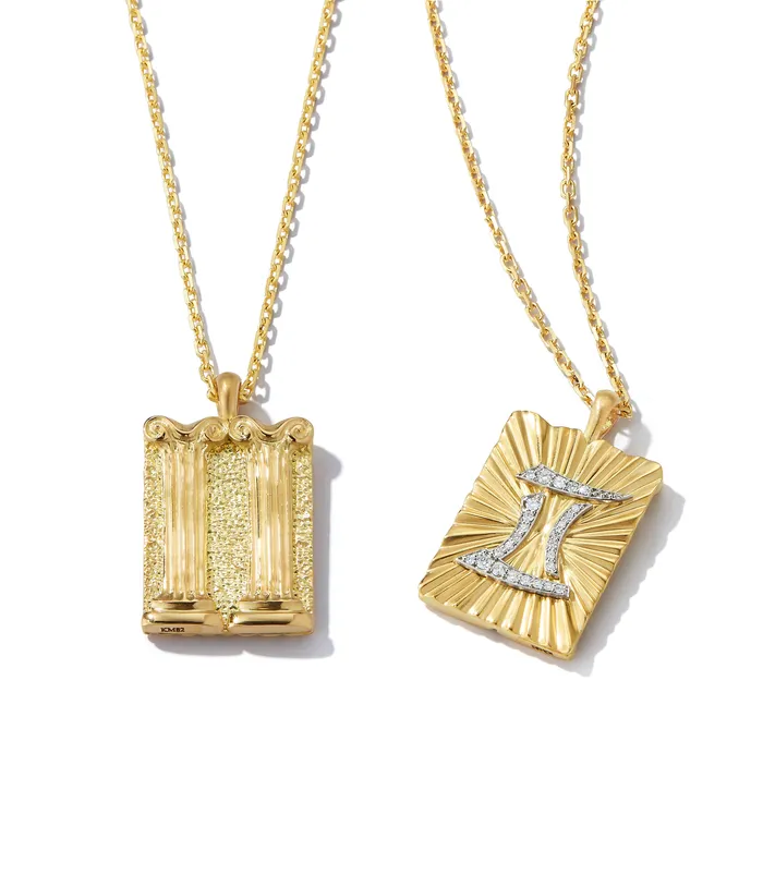 Necklaces David Webb Workshop Gemini Zodiac Pendant Necklace Diamonds