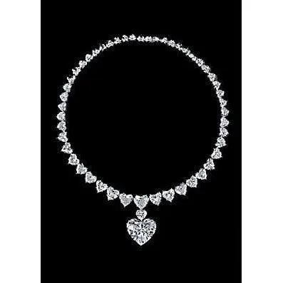 Necklaces GB Heart Cut Natural Earth Mined Diamond Tennis Necklace White Gold Jewelry 29 Ct Necklaces GB Heart Cut Natural Earth Mined Diamond Tennis Necklace White Gold Jewelry 29 Ct